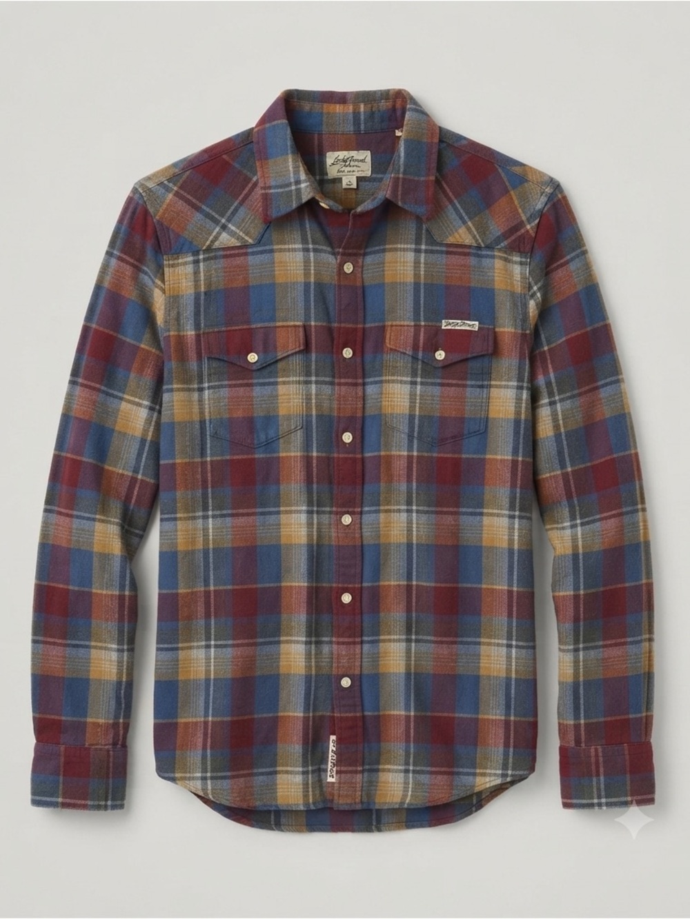 Lucky Brand Mens Plaid Western Shirt Long Sleeve Multicolor Button Down Flannel